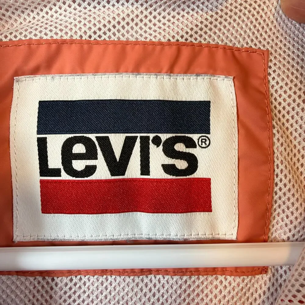 Levi's Women's Nylon Color Block Hooded Windbreaker Pink Size XL